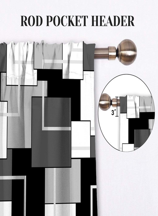 MCALK Dark Grey Kitchen Curtains Tiers and Valances Set for Windows, Geometric Modern Art Kitchen Window Curtains, Grey and Black Valances for Living Room (36" Tiers Set) - Image 4